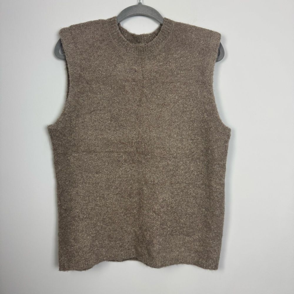 ZARA | Light Brown Sleeveless Sweater Structured Shoulder Women’s Size Small - Picture 2 of 8
